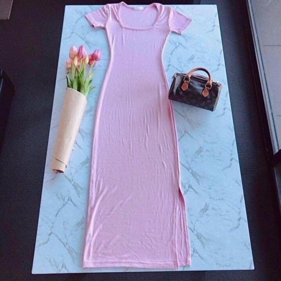 Long maxi baby pink dress- size 6 (XS) - Picture 3 of 7